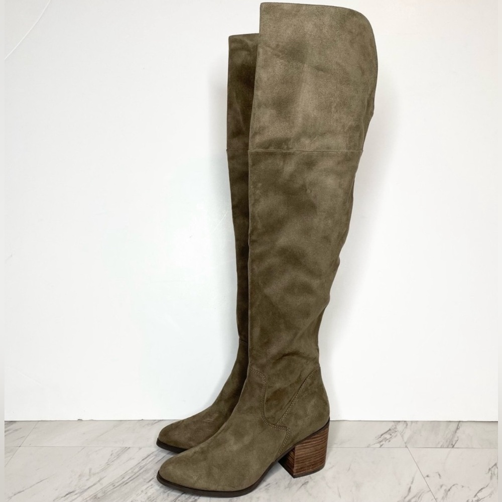 NEW BP Luke Faux Suede Over The Knee Boot gray green sz 6.5